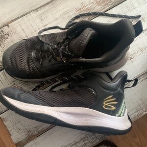 Under Armour Black and Gold Mesh Sneakers